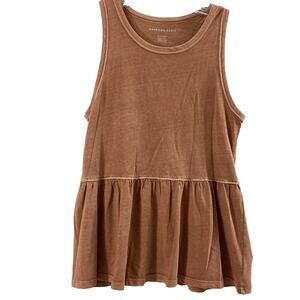 American Eagle Top Women XS Brown Faded Look Knit Sleeveless Blouse Casual Comfy